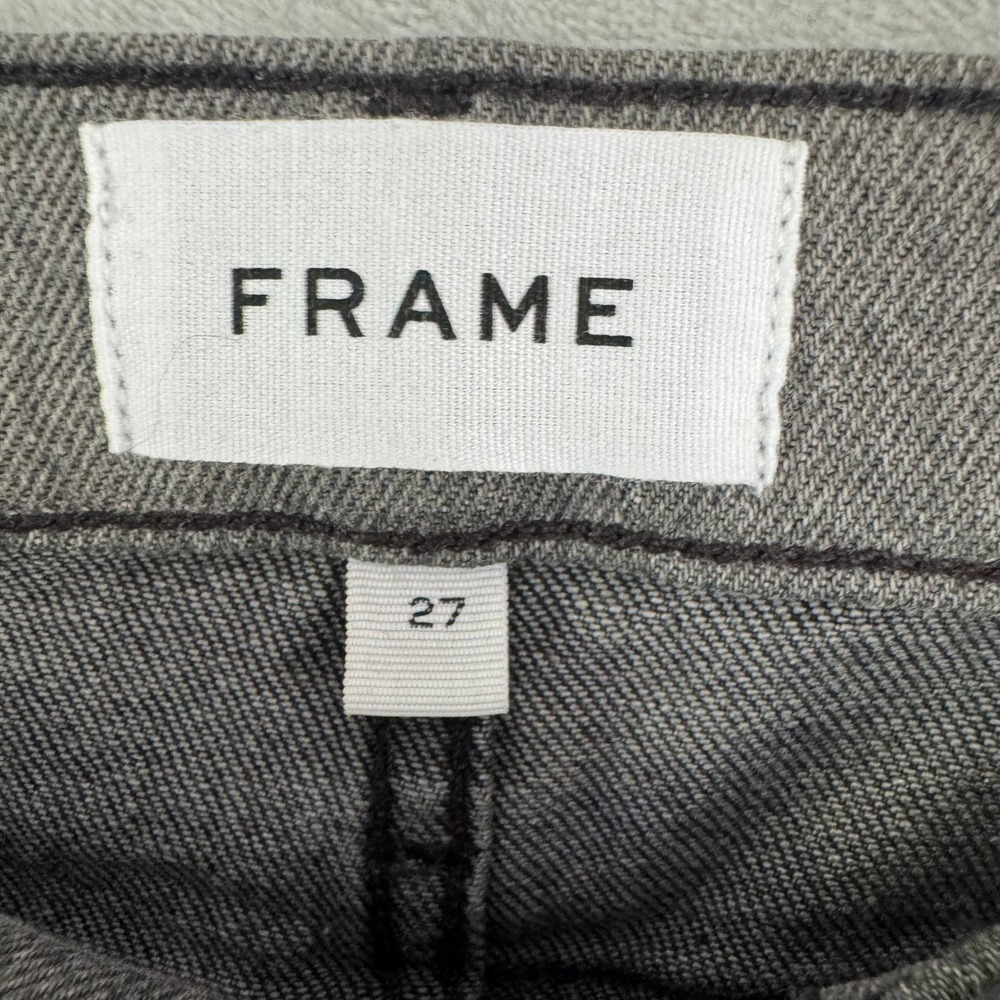 FRAME Le Pixie Crop Mini Boot Colorblock Jeans Silverwood Duo Grey Black Size 27 - Picture 3 of 9